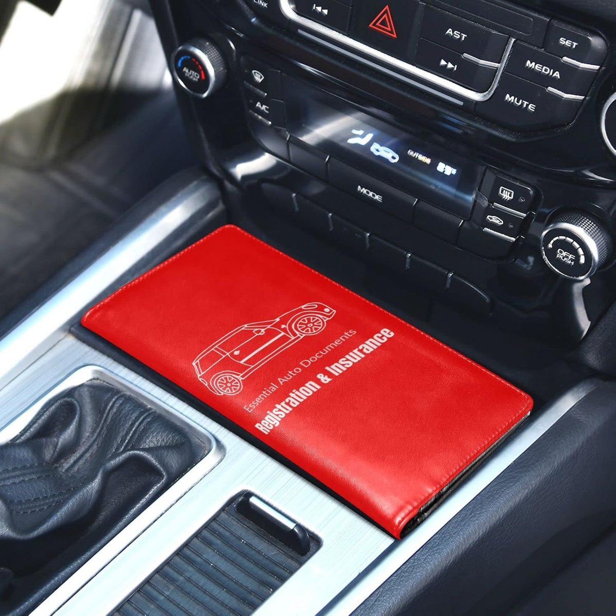 Custom Car Registration and Insurance Card Holder Personalized Leather Glove Box Organize Men Women Wallet Accessories Case for Cards, Essential Document Driver License Red