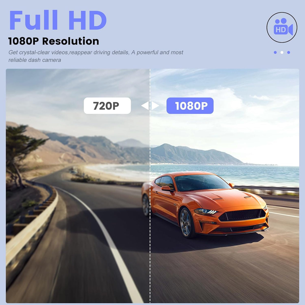 CAMECHO Dual Dash Cam Front and Inside, 1080P Dash Camera for Cars, 3.16 Inch Display, Night Vision, Loop Recording, Wide Angle, Exposure Compensation, Dashcam Driving Recorder