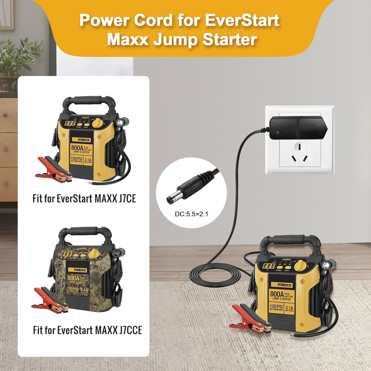 12V Jump Starter Charger Fit for EverStart Maxx Battery Charger Car Camor