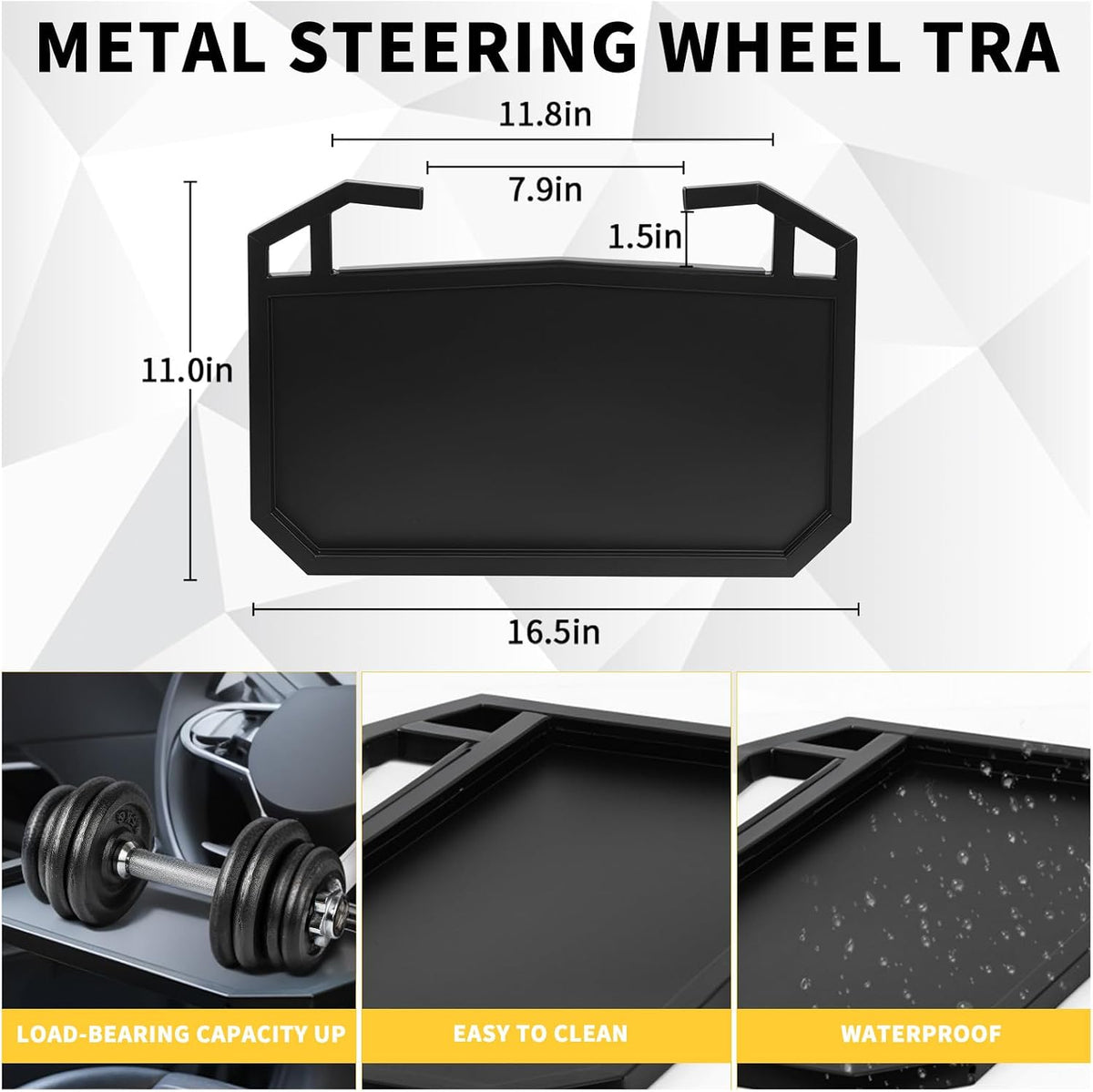 Steering Wheel Tray,Black Car Table Tray for Eating,Steering Wheel Desk for Laptop Food and Car Accessories,Fits Most Vehicles Steering Wheels