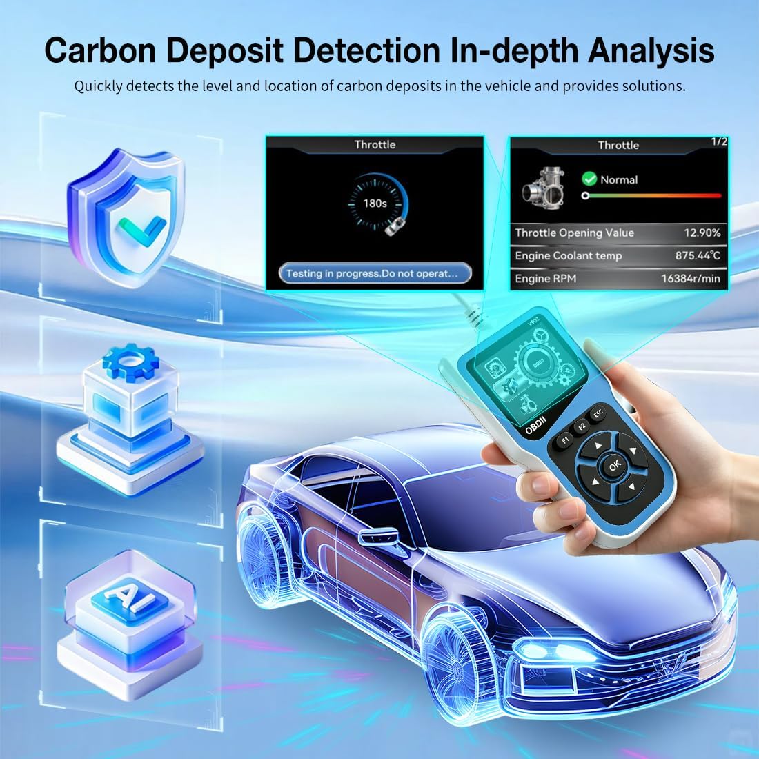 V902 OBD2 Scanner with AI Diagnostic Report, Car Code Reader, 2.8" HD Color Screen, 10 Full Diagnostic Modes, Read/Clear Fault Codes, Compatible with All 1996+ Cars, Trucks, SUVs, RVs