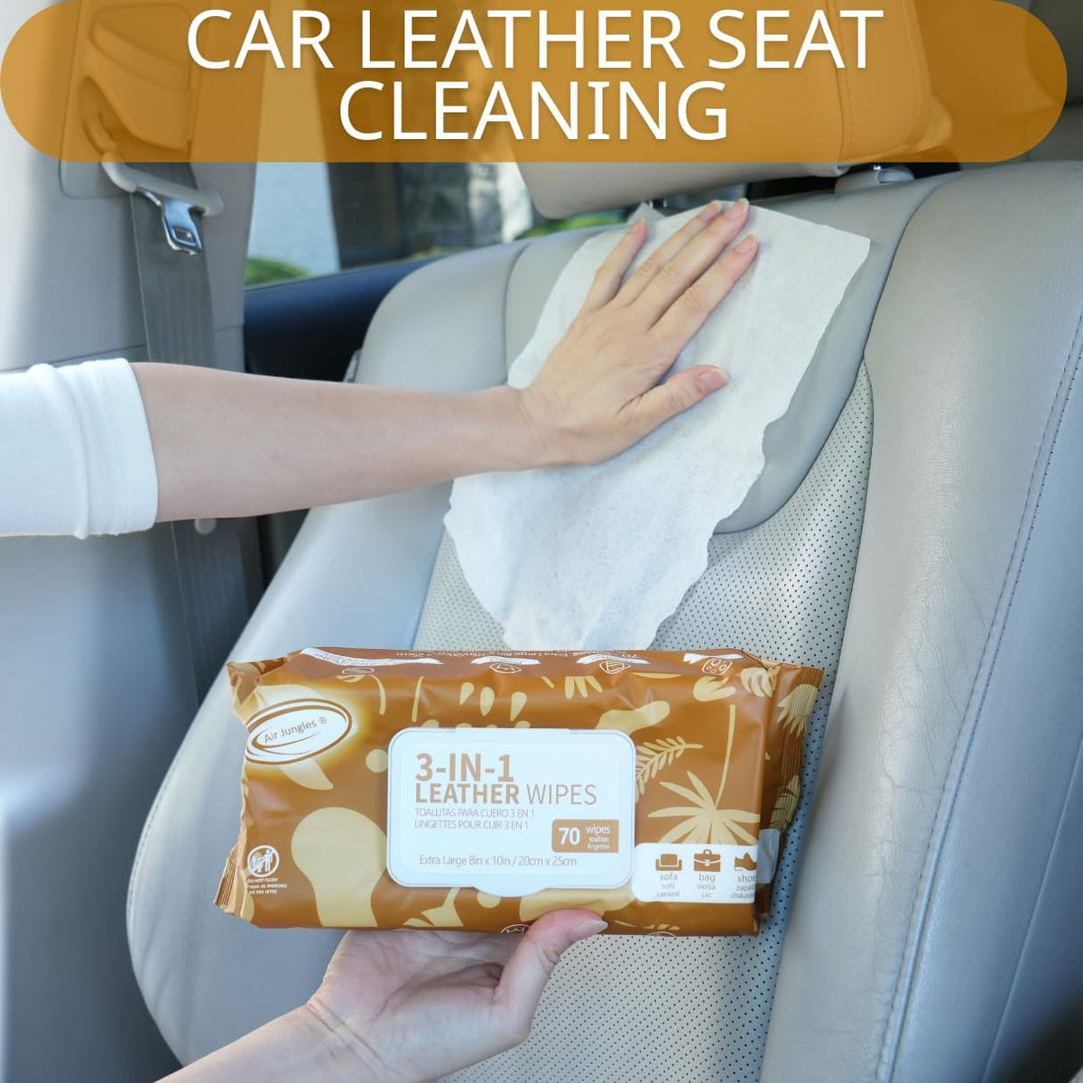 Air Jungles Car Interior Cleaning Wipes Set 210 Count, XL 8" x 10"