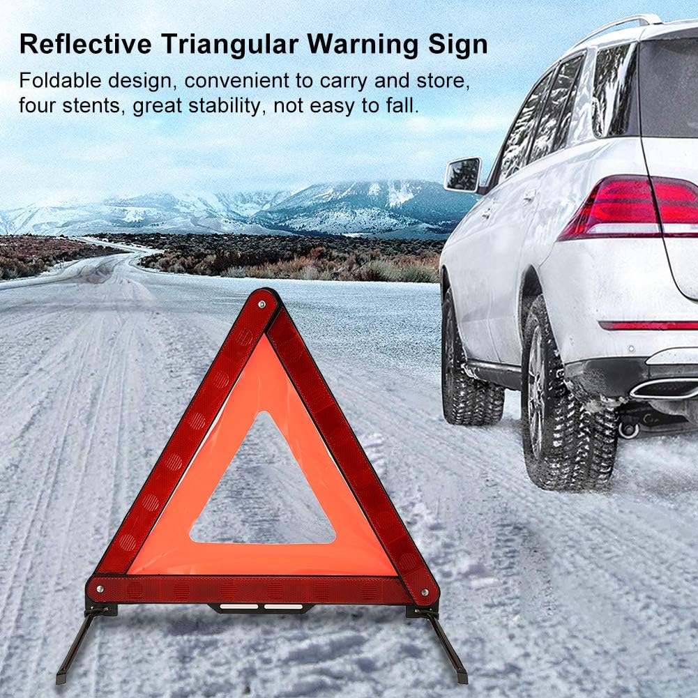 Triangular Road Safety Reflectors, Foldable Triple Warning Triangle Emergency Warning Triangle Reflector Safety Triangle Sign Vehicle Safety Parking Sign