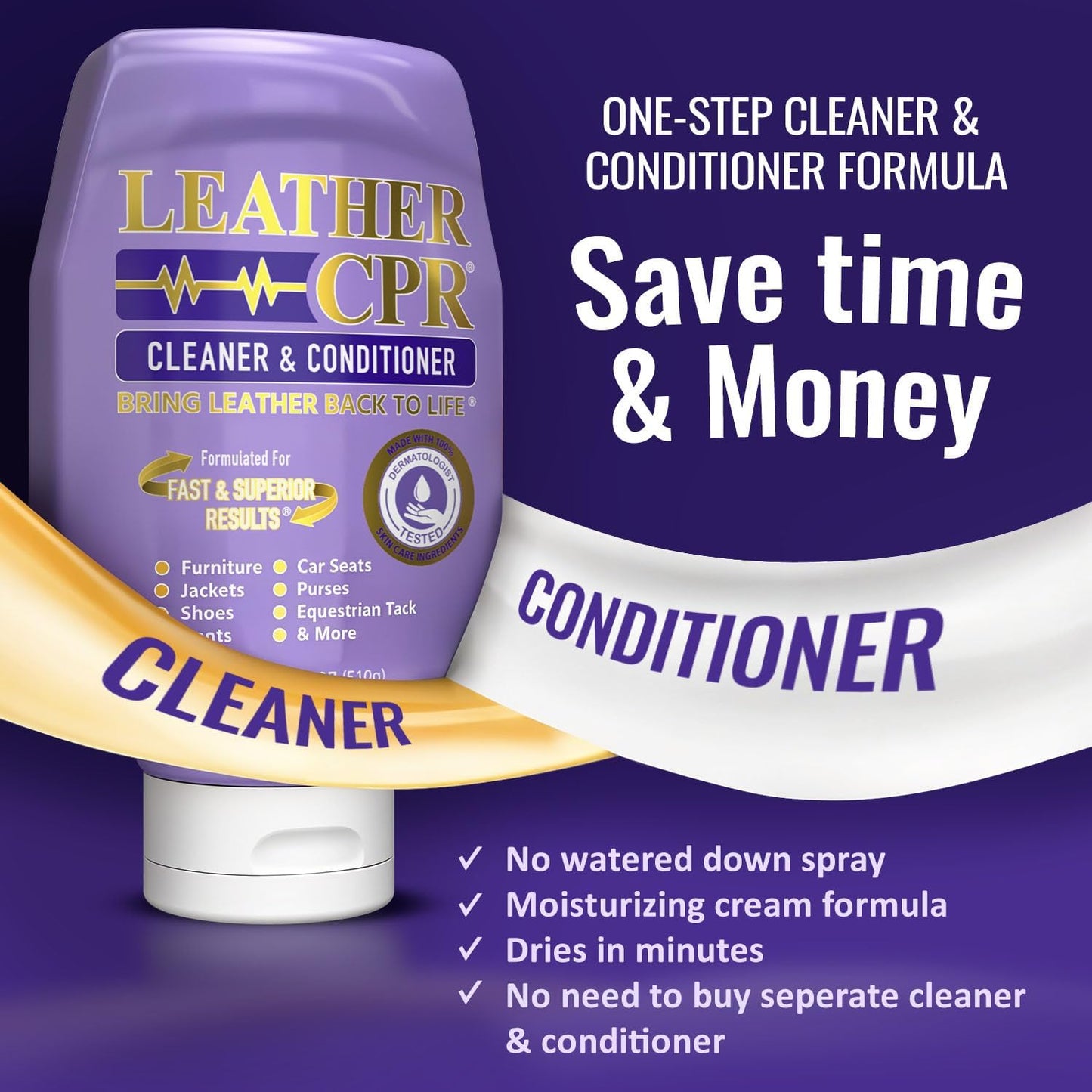 Leather CPR Cleaner and Conditioner 18oz. Bring Leather Back To Life on Furniture, Car Seats, Handbags, Jackets, Boots, Saddles, Purses &amp; Shoes. Restores Shine, Softness &amp; Color to Real Leather