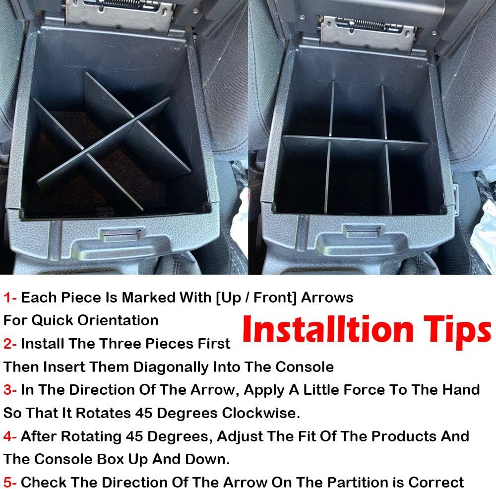 EDBETOS Center Console Organizer Insert Dividers Compatible with Toyota Tacoma 2016 2017 2018 2019 2020 2021 2022 2023 3rd Gen Tacoma Accessories Armrest Interlock Secondary Storage ABS Material