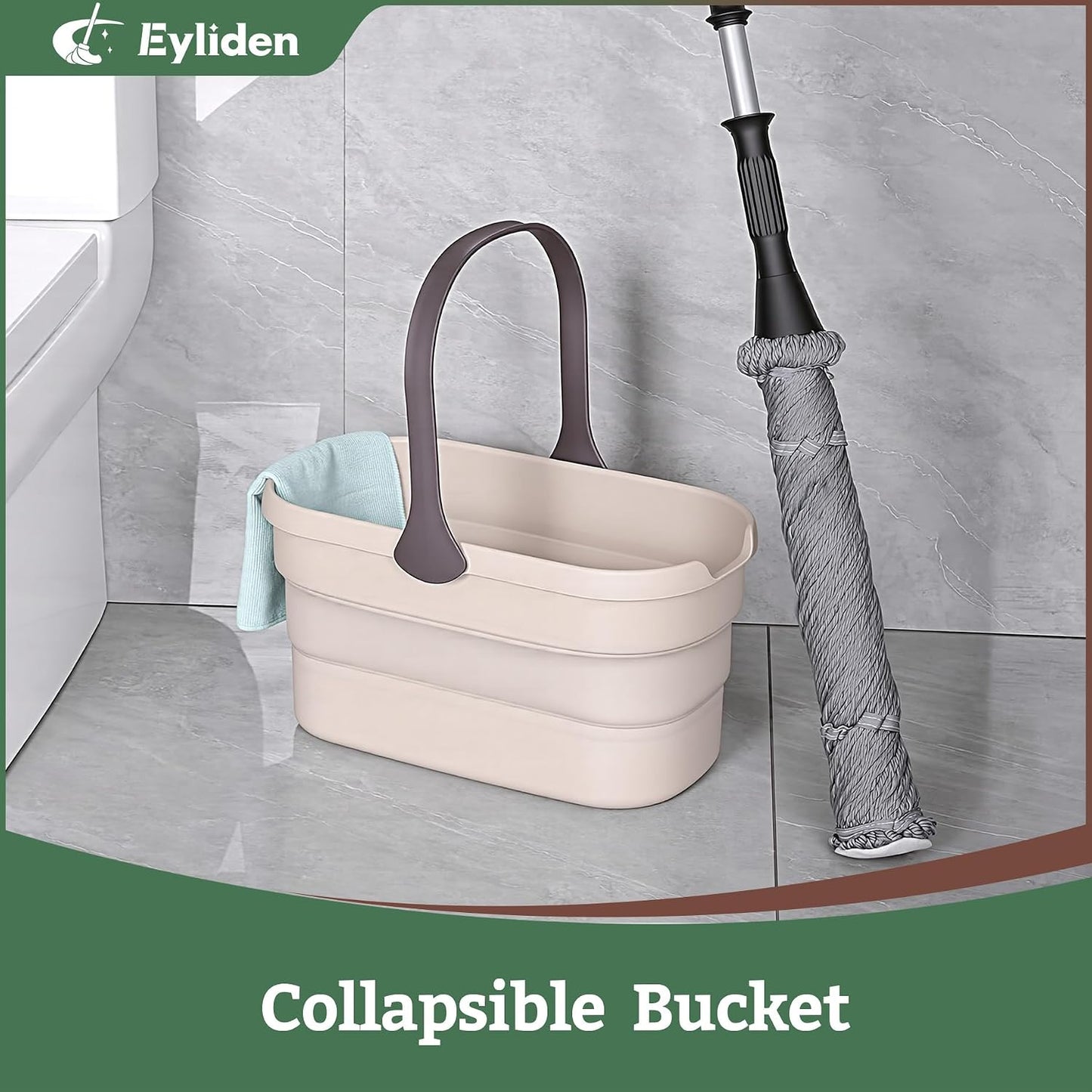 Eyliden Collapsible Bucket, for Cleaning Mop, Camping, Tailgating, 10L | Space-Saving Bucket for Camping, Fishing, Picnics, Outdoor Adventures, Cleaning Bucket for Home, Laundry, Car Cleaning