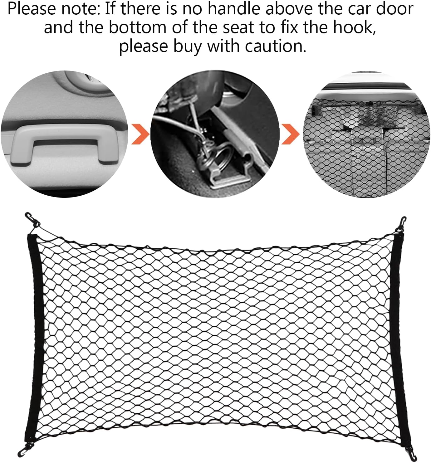 Dog Car Net Barrier for SUV - Pet Car Divider Back Seat Barrier Net, Easy to Install and Remove,with Flexible Bungee Cords Adjustable for Trucks, SUV, Vans, Universal Fit Sturdy Mesh (47 * 27 inches)