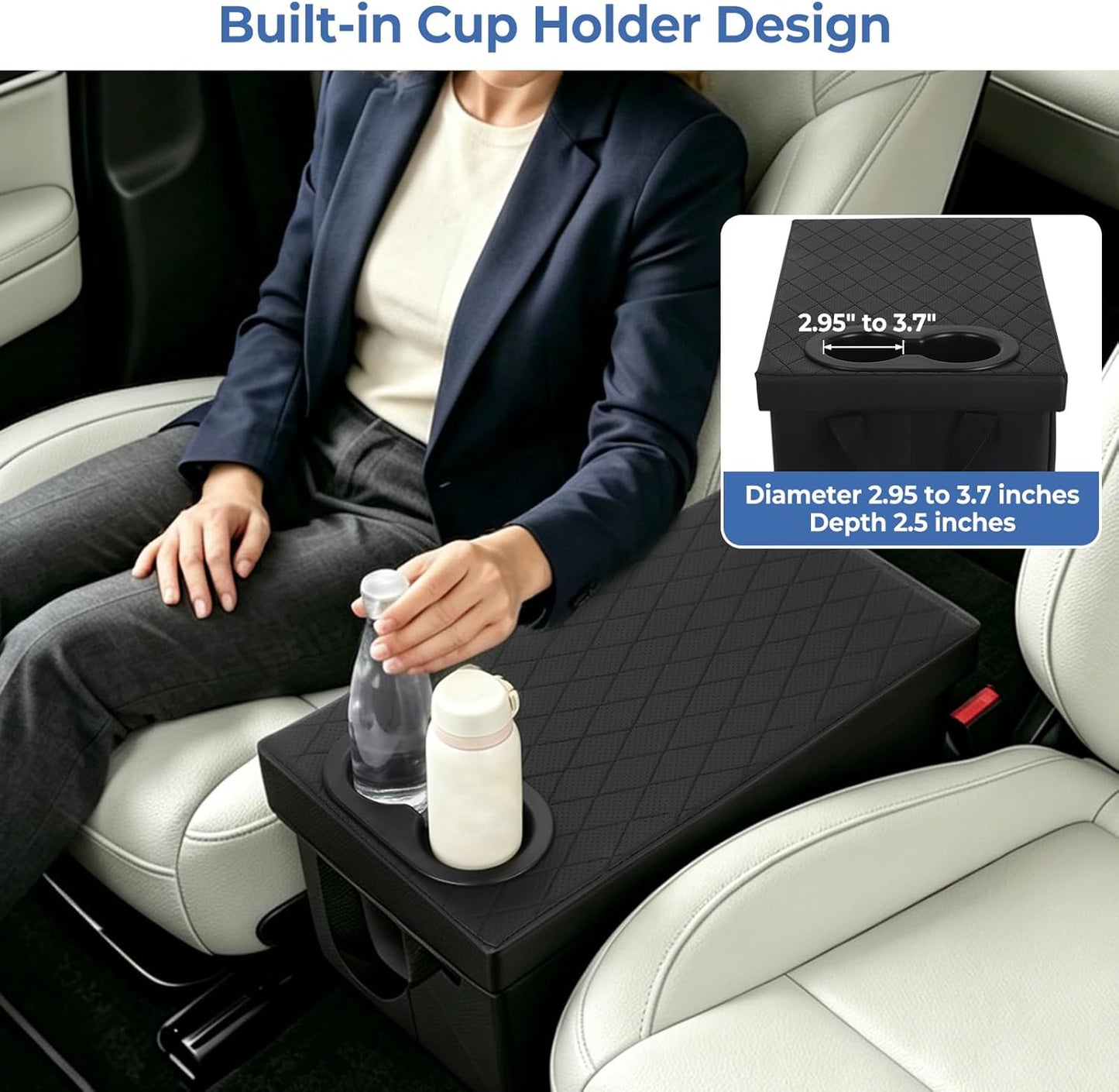 Car Seat Organizer For 2020-2025 Ford Explorer ST/XLT 6 Seater, Car Seat Aisle Storage Box with Cup Holders For 2017-2026 Chrysler Pacifia, Foldable Backseat Console Bin