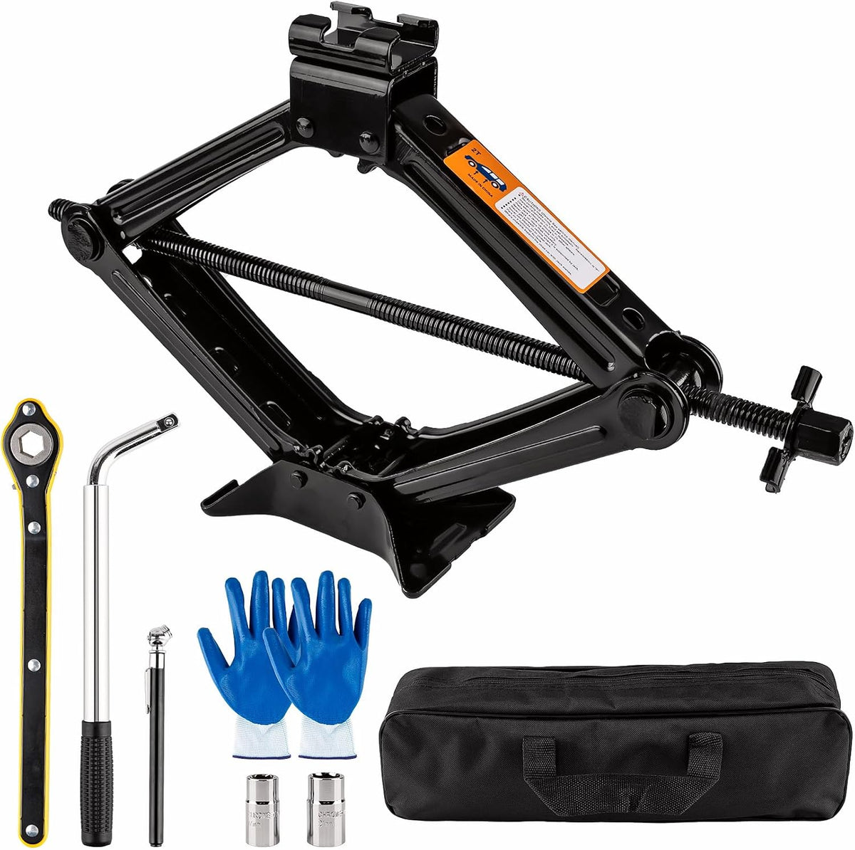 Beaiguna Portable Car Jack Kit, 2 Ton (4409 lbs) Scissor Jack for Car, Upgrade Emergency Spare Tire Changing Repair Kit, Scissor Jack Kit with Lug Wrench, Universal Vehicle Scissor Lift Jacks for SUV
