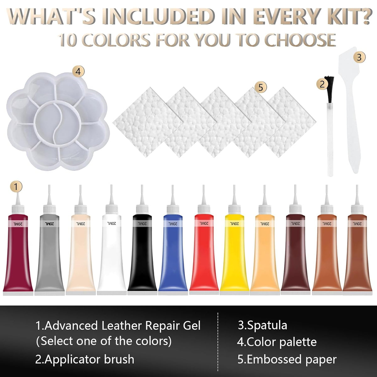 Advanced Leather Repair Gel, 2027 New Leather Repair Kit for Car Seat Vinyl Repair Kit, Professional Leather Repair Coloured Cream Gel, Multifunctional Couch and Jacket Repair Kit，Brown