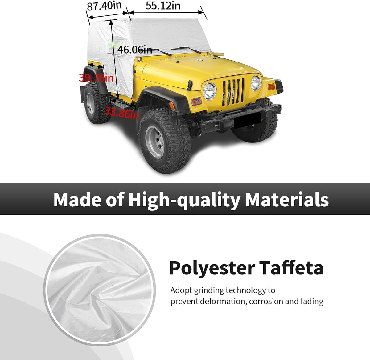 Car Rain Snow Sunshade Cover Accessories for 1997-2006 Jeep Wrangler TJ Windproof Dustproof Scratch Resistant Outdoor UV Protection Auto Cover