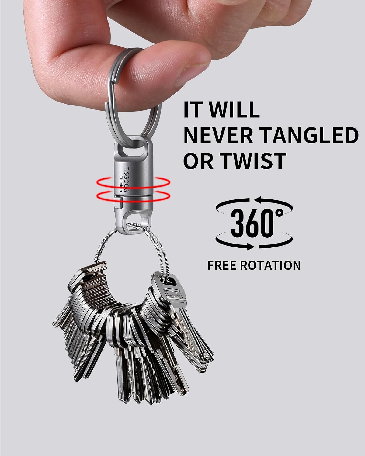 Titanium Quick Release Keychain, Strong Magnetic Keychain for Car Keys, 360 ° Rotatable, Safely Lock, Rust-Proof