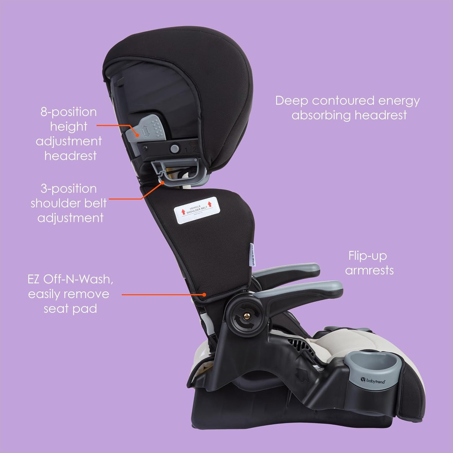 Baby Trend Protect 2-in-1 Folding Booster Seat, Dash Tan – Fold-Flat Travel-Ready Design, Lightweight Build, Belt-Positioning Comfort