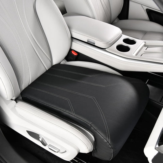 FLORICH Car Seat Extender Leg Extender Support Cushion for Driver Seats Office Chair, Leather Carseat Leg Support for Long Drivers Universal Car Seat Cushion Legs Rest Pads-Black