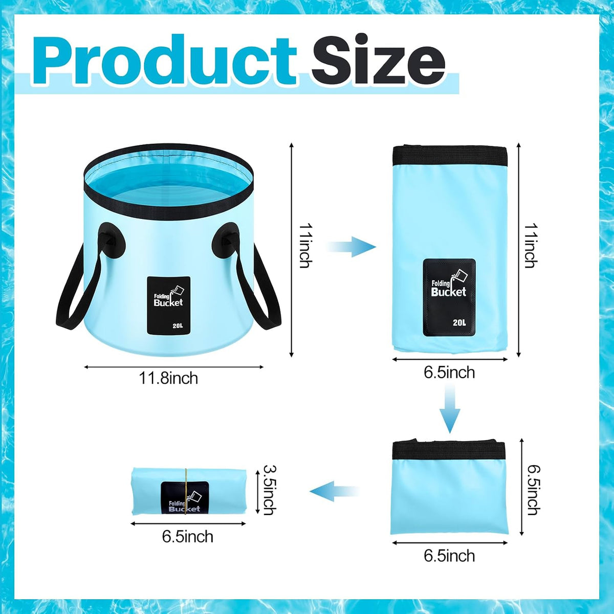 Tessco for you 4 Pack 5 Gallon Collapsible Bucket with Handle Portable Folding Bucket Collapsible Camping Sink Water Container for Hiking Fishing Beach Car Washing