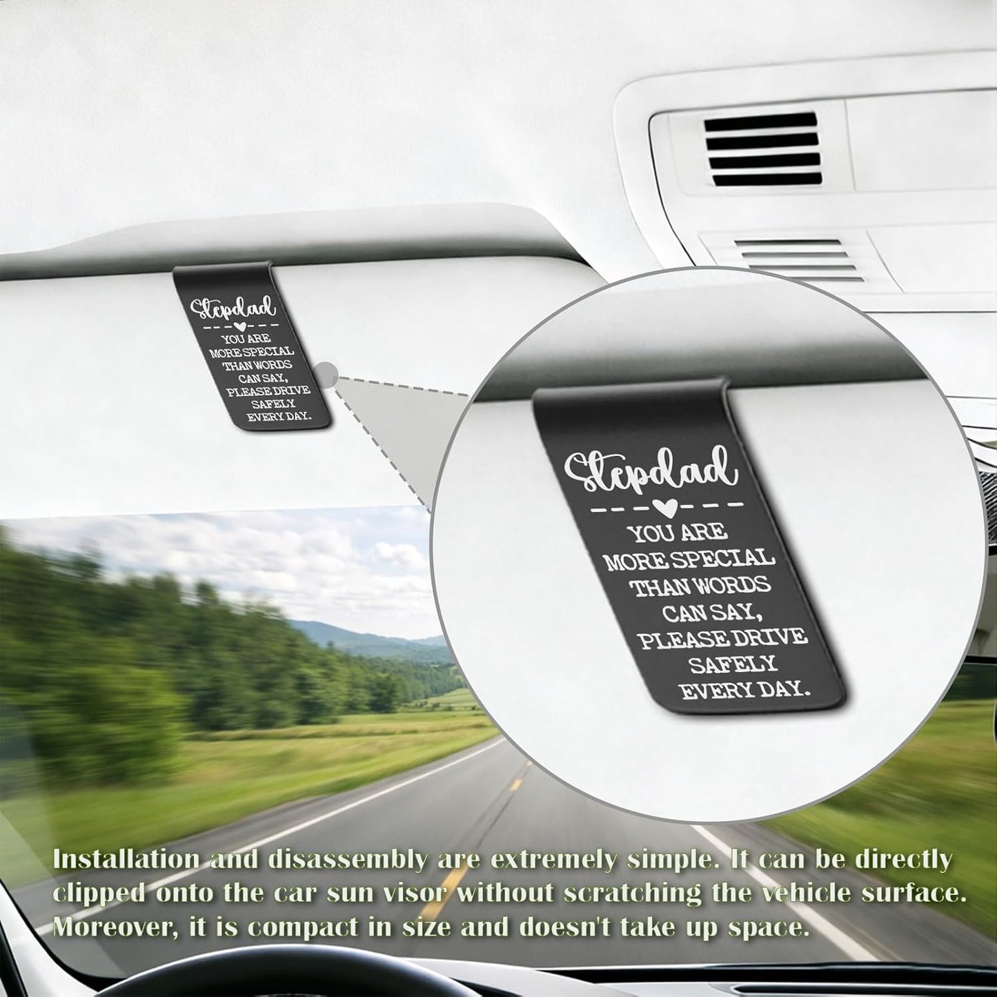 Stepdad Gift Car Visor Clip Safe Driving Reminder, You are More Special Than Words Can Say, Birthday from Family, Inspirational Car Accessory YZY14