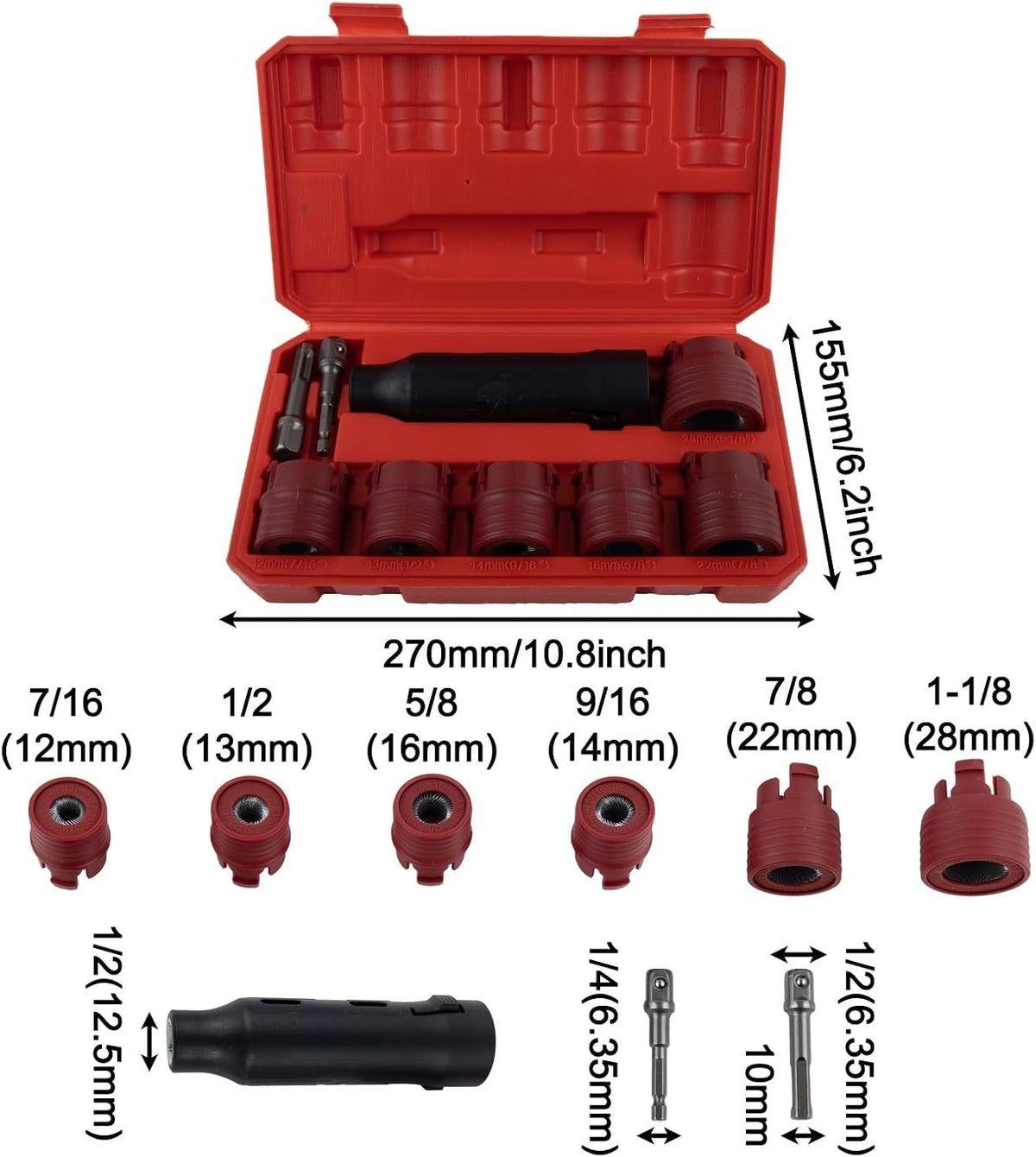 Wire Brush Set for Car Wheel Stud Cleaning 9-Piece Steel Plastic Rust Removal Tools for 12-28mm Lug Nuts Compatible with Drill for IMPACT Driver for Fast Automotive Maintenance