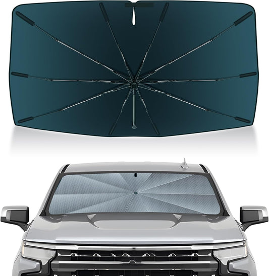 Autorder Windshield Sun Shade Umbrella for 2019-2026 Chevrolet Chevy Silverado/GMC Sierra 1500 2500 3500 Accessories, Upgraded Ice Crystal Material, Umbrella Sunshade for Car Windshield Sun Blocking