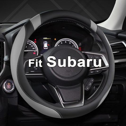 West Llama Customized Auto Car Steering Wheel Cover for Subaru Forester,Outback,Crosstrek,Impreza,Legacy,14.5-15 inch (Black+Gray-Standard Size)