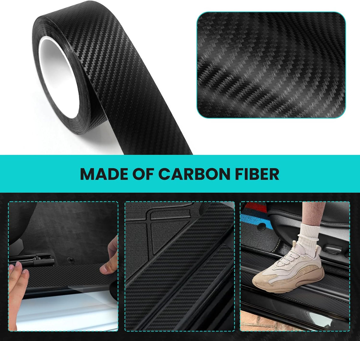 Black Carbon Fiber Wrap (4In x 33Ft) 5D Carbon Window Sill Bumper