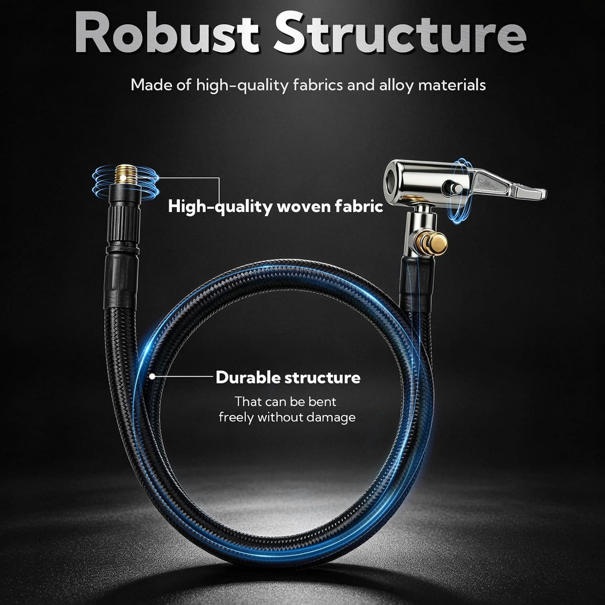 21'' Tire Inflation Hose,Tire Inflator Hose Adapter w/360° Rotating End