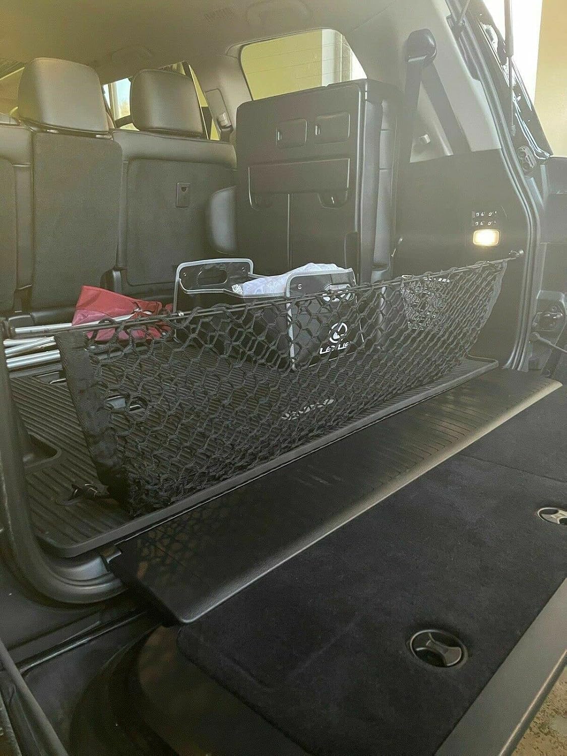 Rear Trunk Organizer Cargo Net for Lexus LX570 2008-2022 - Envelope Style Cargo Net for SUV - Premium Mesh Elastic Car Trunk Organizer Vehicle Carrier Storage – Compatible with LX570