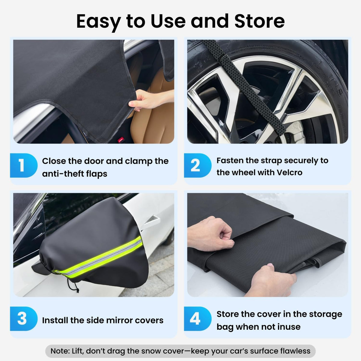 REEVAA Upgraded Car Windshield Cover for Ice & Snow [All-Weather Protection] Magnetic Fit Weatherproof Frost Cover, Car Winter Accessories, Fit for SUVs, Small Trucks, Sedans
