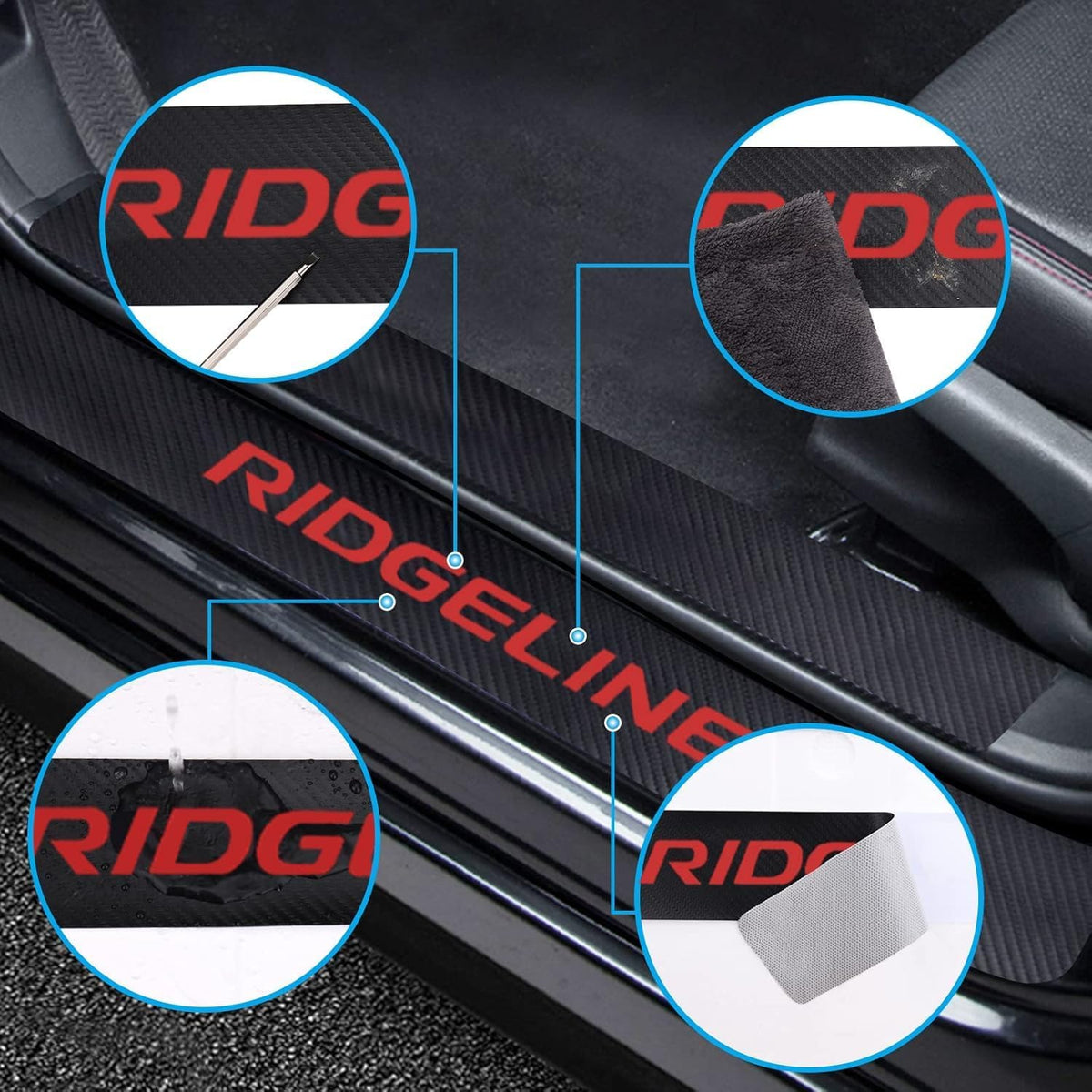 Car Door Sill Guard Protector Compatible with Honda Ridgeline Accessories, Door Sill Scuff Plate Sticker
