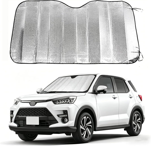 Car Windshield Sun Shade, Double Thickening Bubble Sun Shade, Foldable Front Window Sunshade with Suction Cups, UV-Blocking Sun Visor, Keeps Vehicle Cool for Most Cars SUVs (55"x27.5")