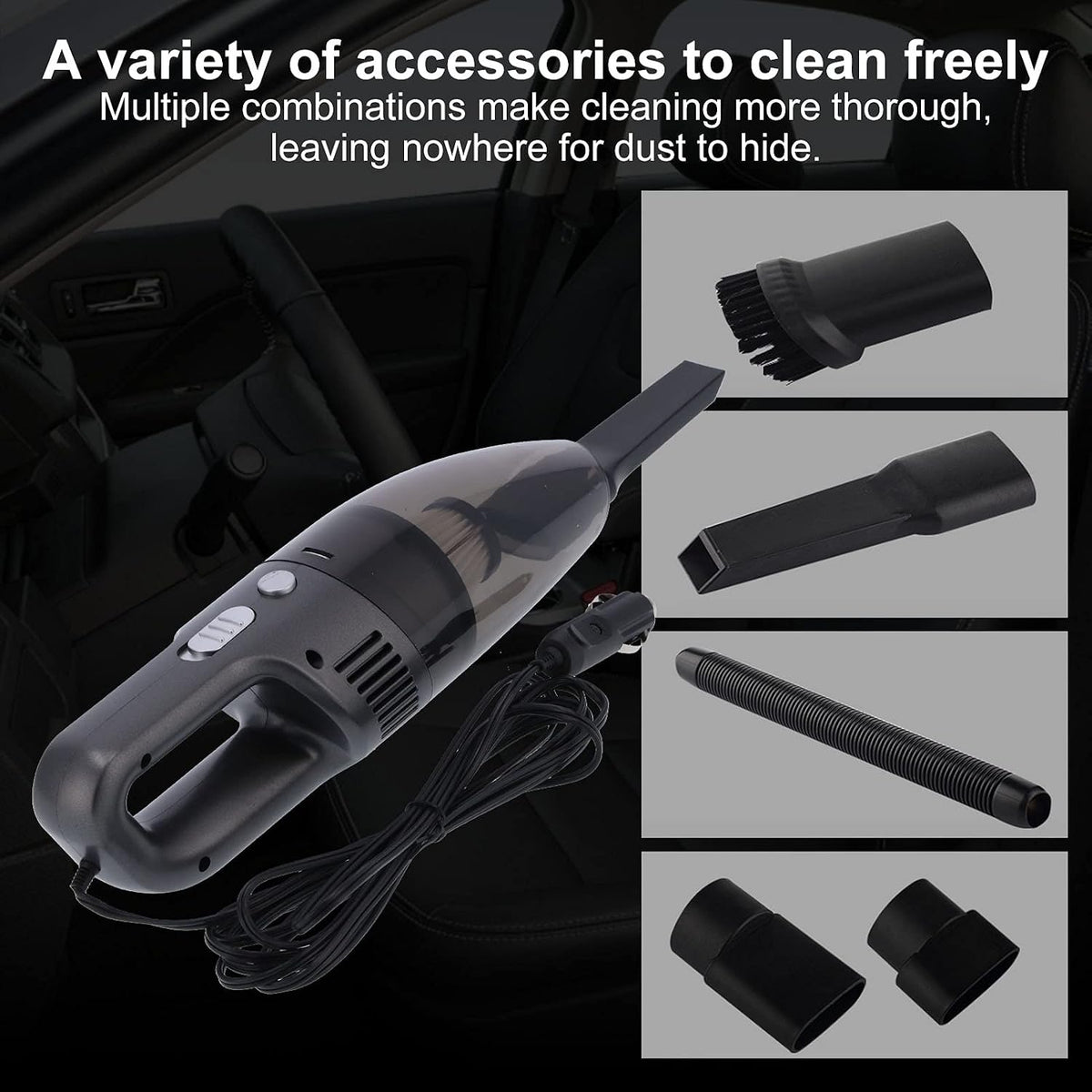 TOPINCN Car Vacuum Cleaner Cigarette Lighter Vehicle 12V Dust Box Product 120W Vacuum Sweeper Supply Dust Brush Canister Vacuums (Silver)