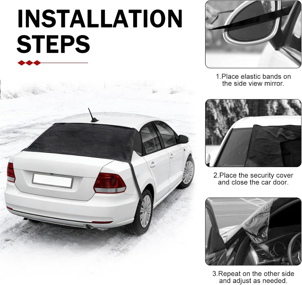 Car Rear Windshield Cover for Ice Snow, 600D Oxford Fabric Back Window Snow Frost Cover, 65" x 42.9" Thickened Anti-tear Windshield Protector for Winter, for Most Vehicles (Black)