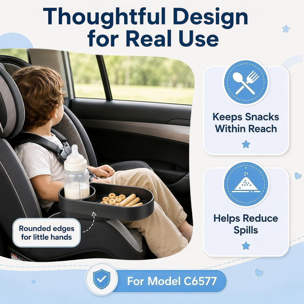 Car Seat Snack Tray Cup Holder Compatible with Safety 1st EverFit & Grow and Go, Maxi-Cosi Pria, Cosco All-in-One Car Seats Model C6577, Rotating Lock Base, Easy to Clean (2-Pack)