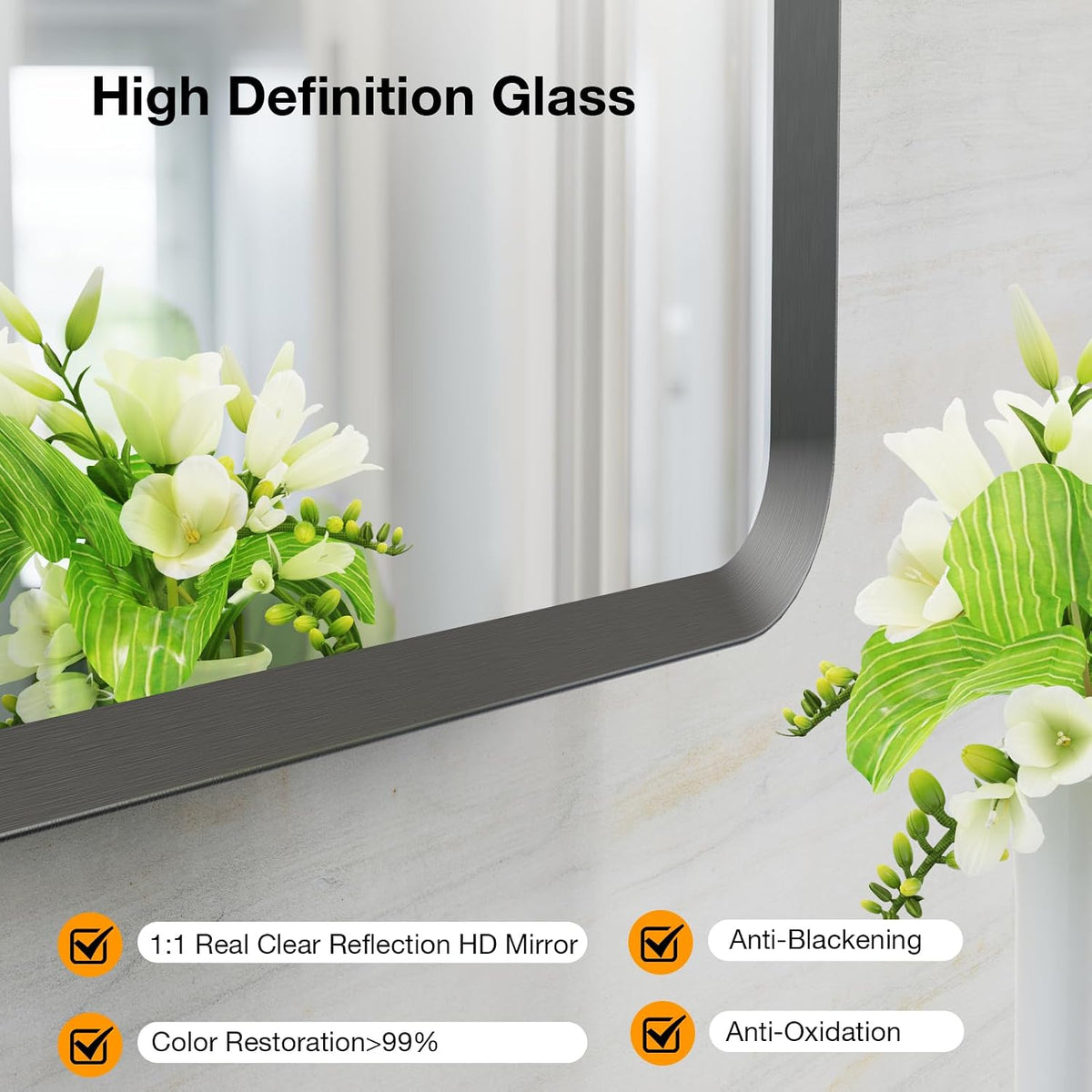 30x40 inch Black Rectangle Bathroom Mirror, Bathroom Vanity Mirrors