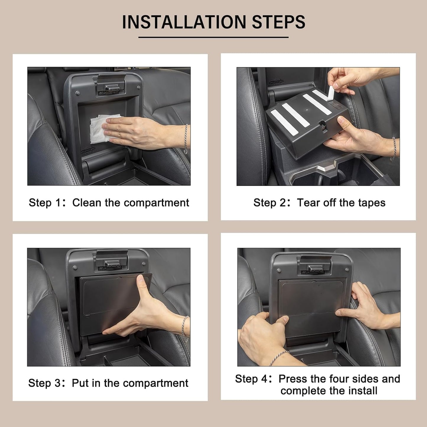 JKCOVER Center Console Hidden Organizer Compatible with Toyota 4Runner 2025 2026 Box Accessories Armrest Secret Compartment One-Touch Hidden Storage Box