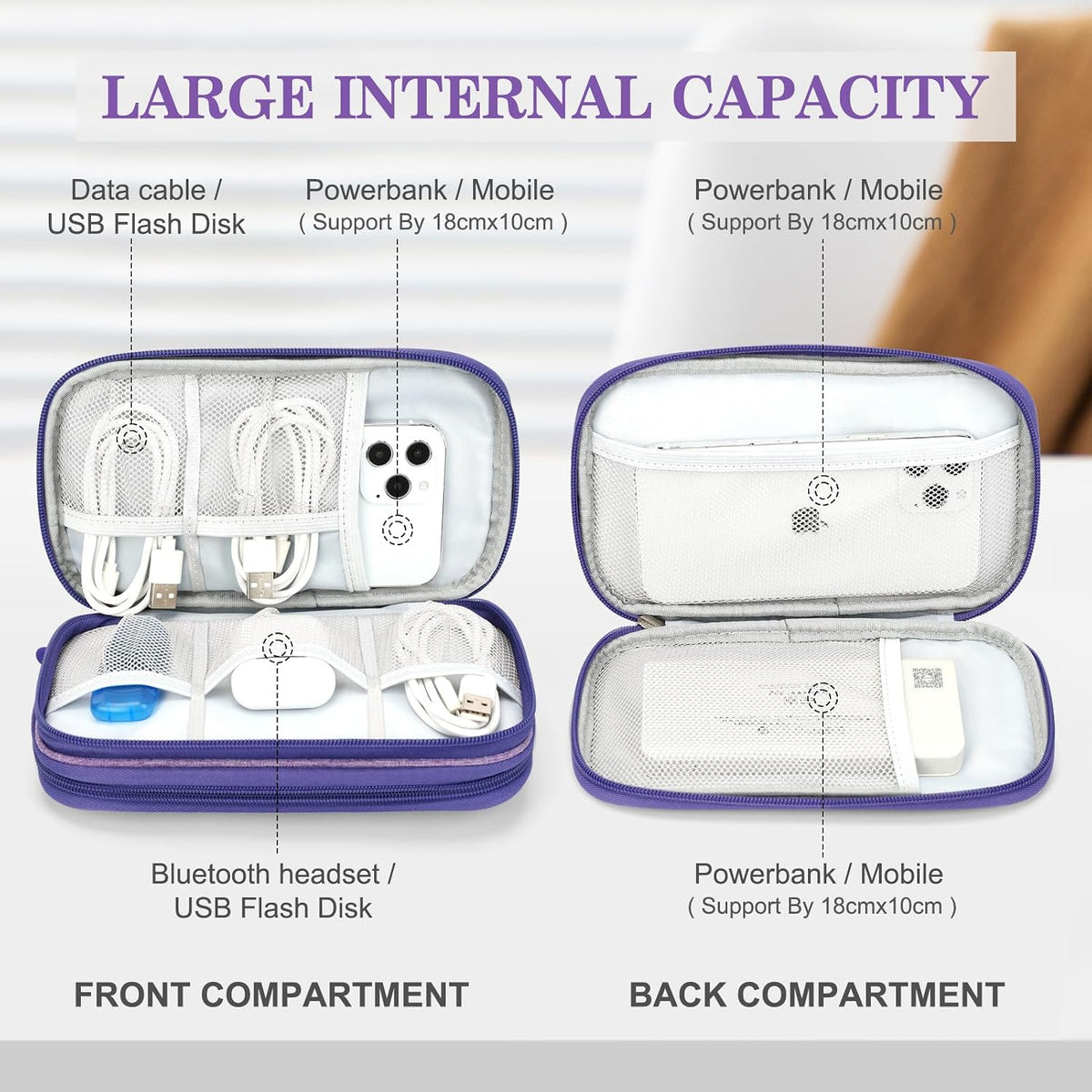 FYY Electronic Organizer, Travel Tech Pouch Bag, Medium, Dark Purple