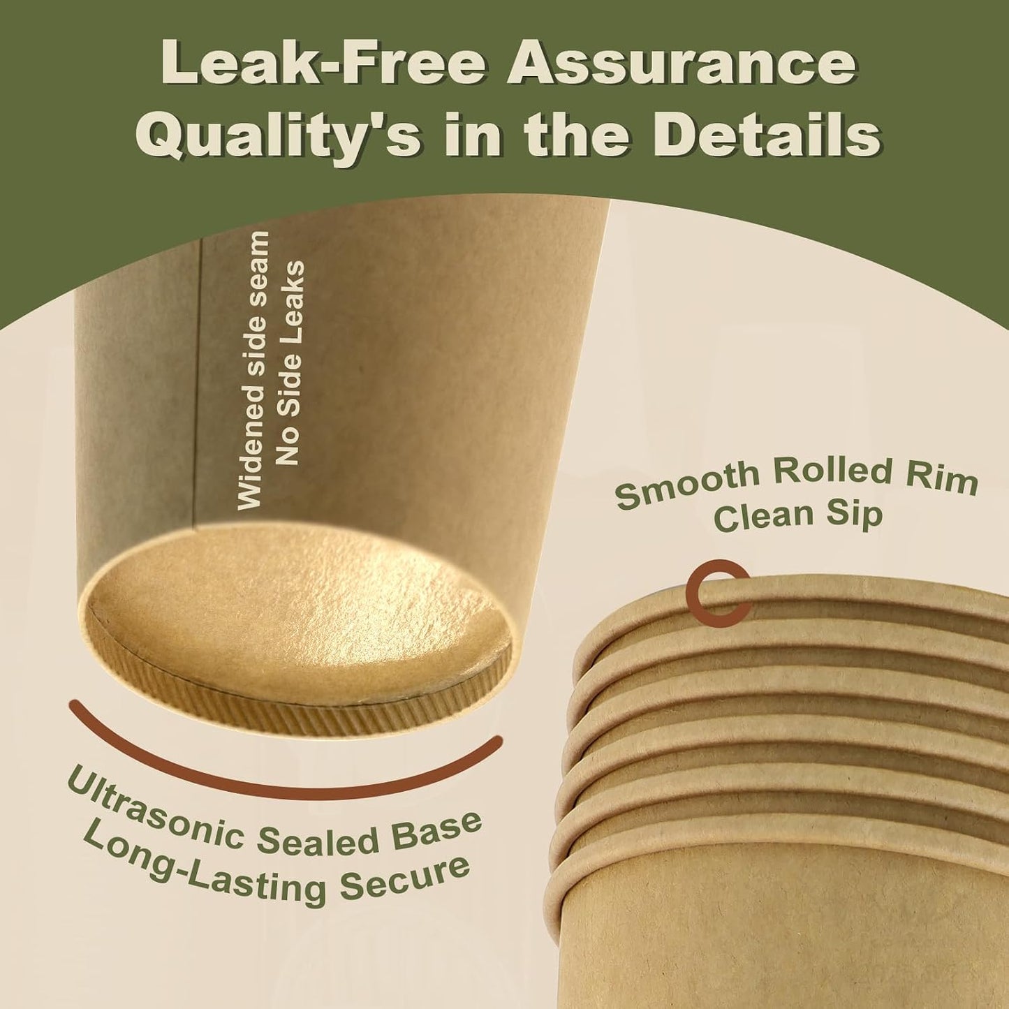 8 oz 50 Pack Disposable Coffee Cups, Bulk Brown Disposable Paper Cups, Coffee Cups for Hot Tea, Chocolate and Cold Drinks