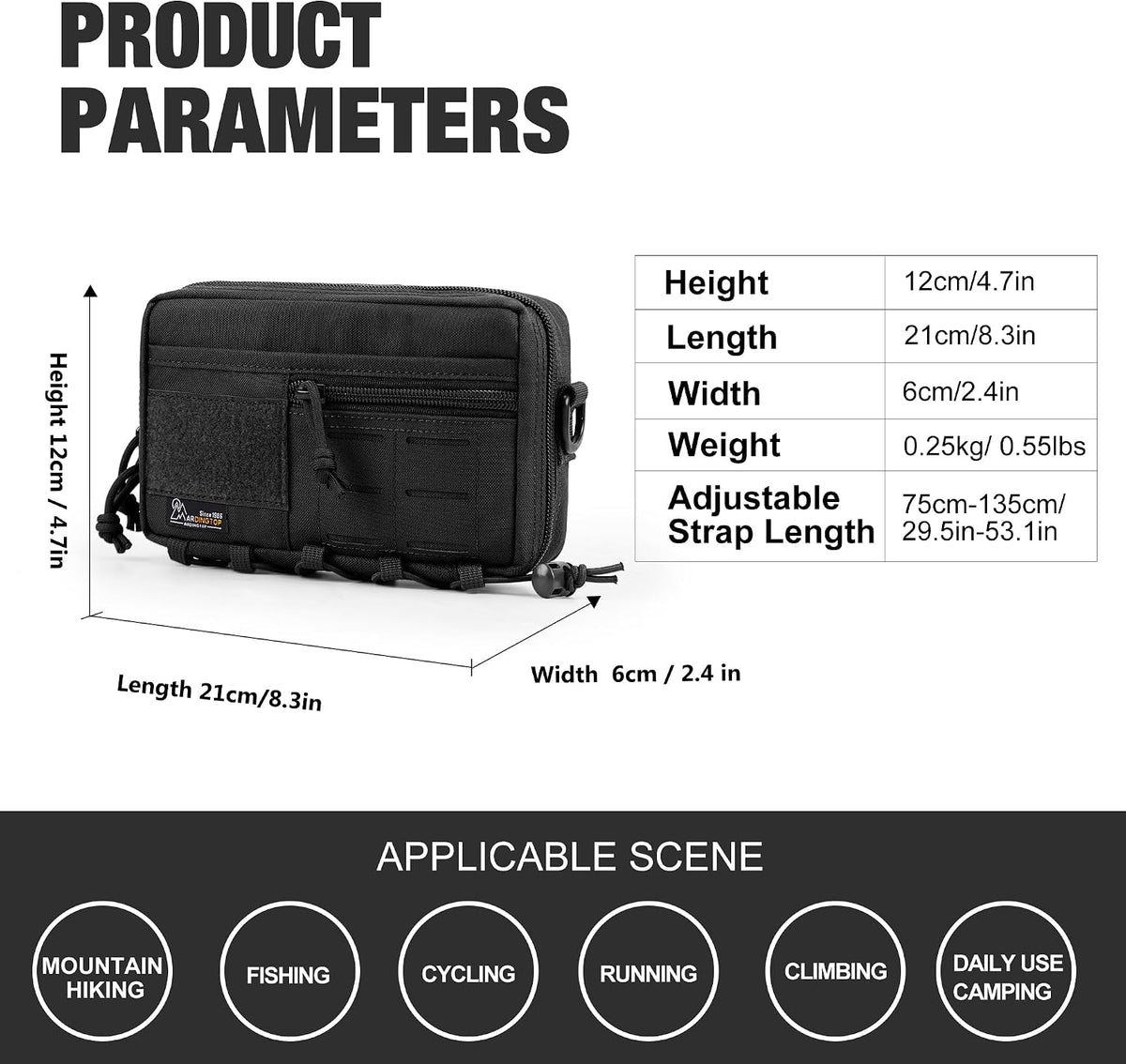 Mardingtop 600D/Cordura Tactical Molle Utility Pouch, Small Military Admin EDC Tool Organizer Bag