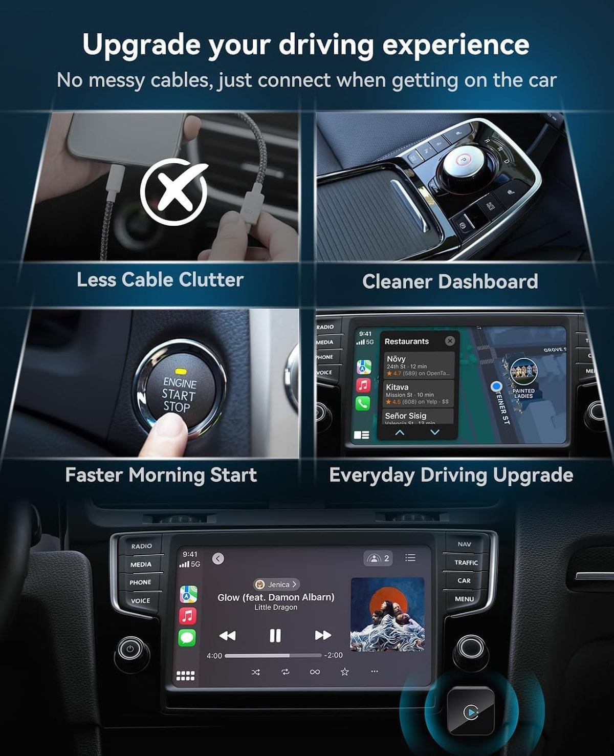 Wireless CarPlay Adapter 2 in 1 2026 Upgraded for Factory Wired carplay