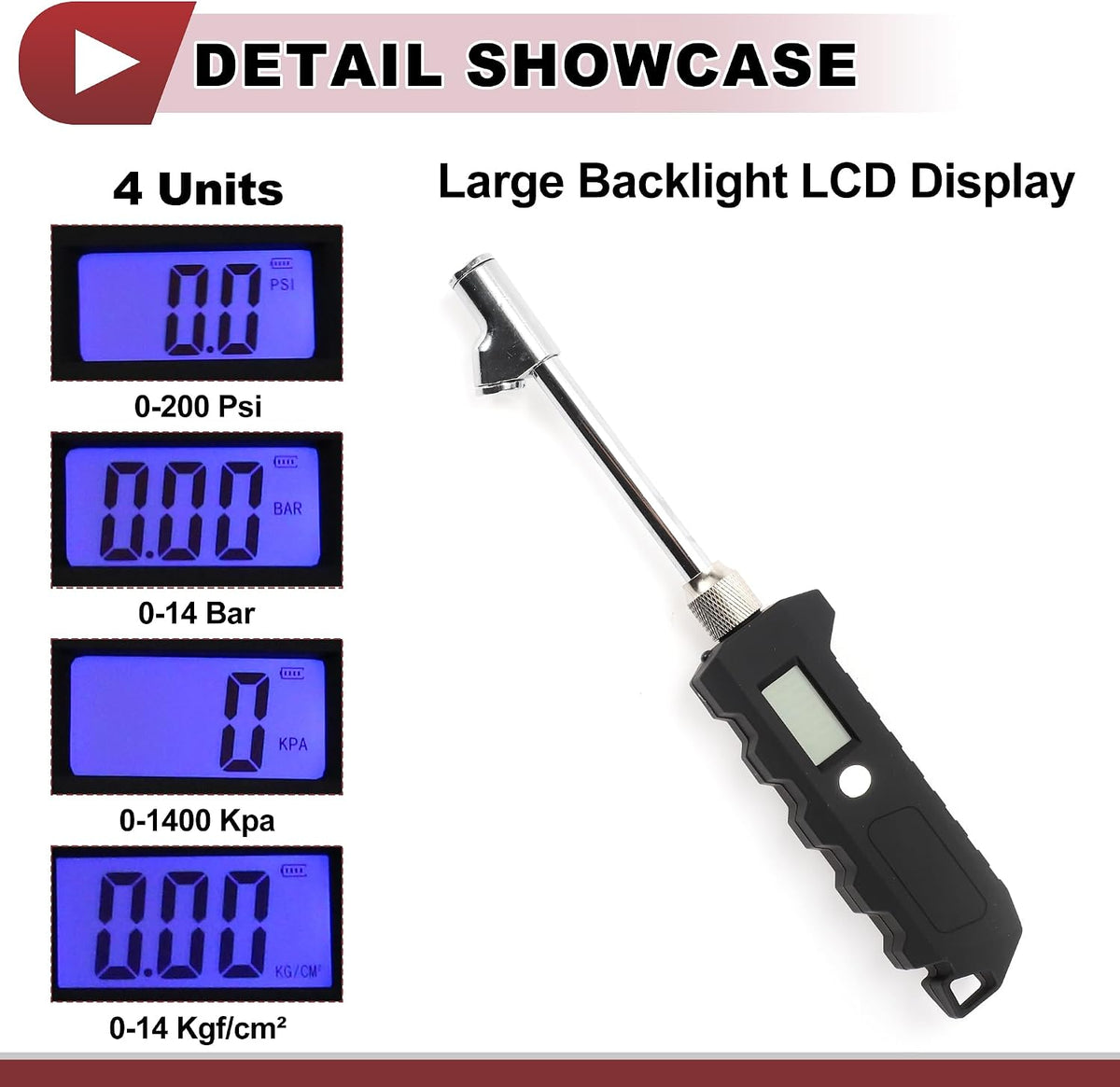 1 Pcs Universal Digital Tire Pressure Gauge without Battery 0-250PSI Digital Air Pressure Meter for Cars