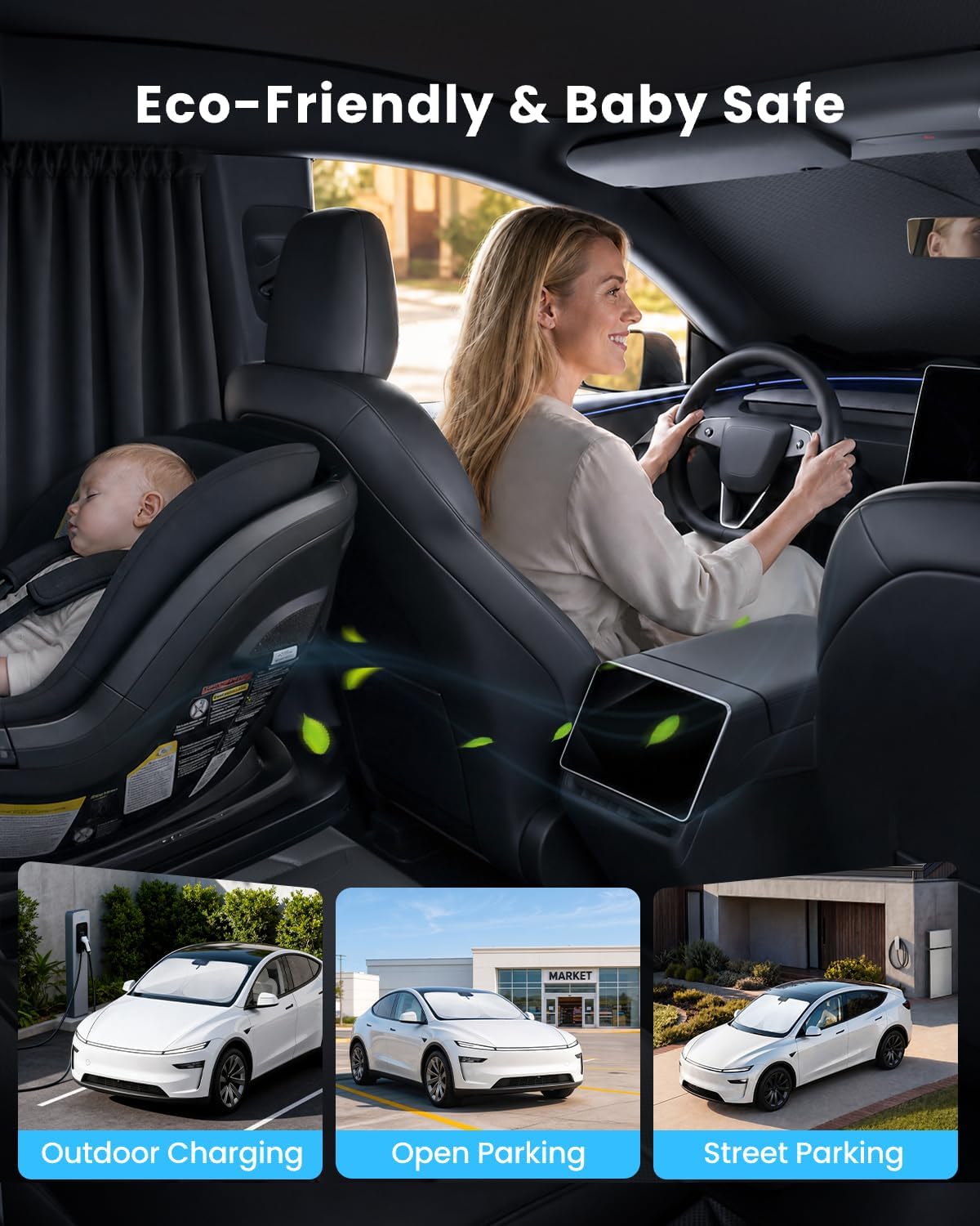 REEVAA 2026 3rd Pro Windshield Sunshade for SUVs/Sedans | M (64 × 32 Inches) | Dual-Layer Heat &amp; Sun Defense, OEM Design | Foldable Sun Shade Car Accessories with Storage Bag