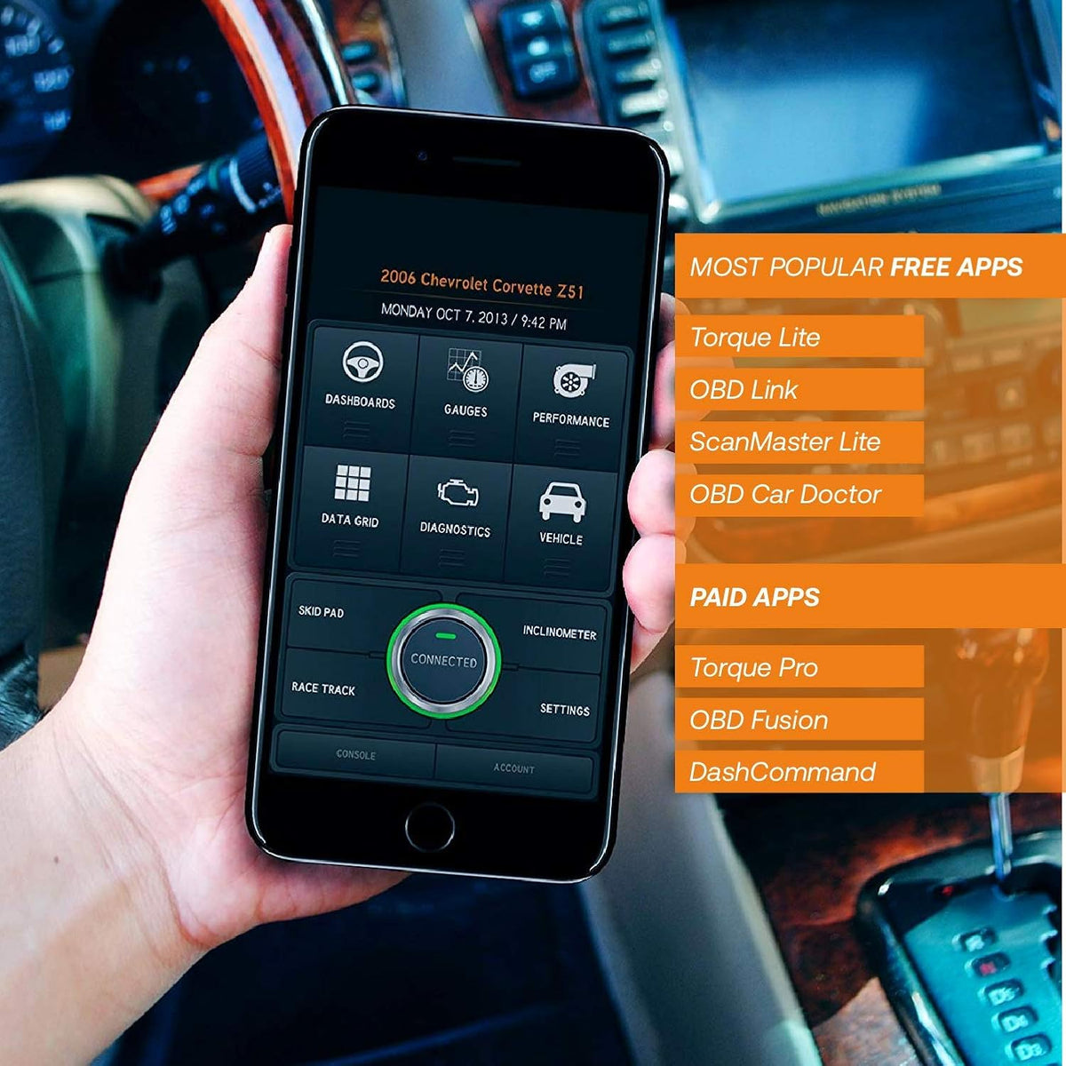 OBD2 Scanner & WiFi Car Code Reader – Clears Check Engine Light – Diagnose 3000 Car Codes - Wireless Car Diagnostic Scanner – Auto Scanner for 1996 to 2016 Vehicles (iOS & Android Devices Only)