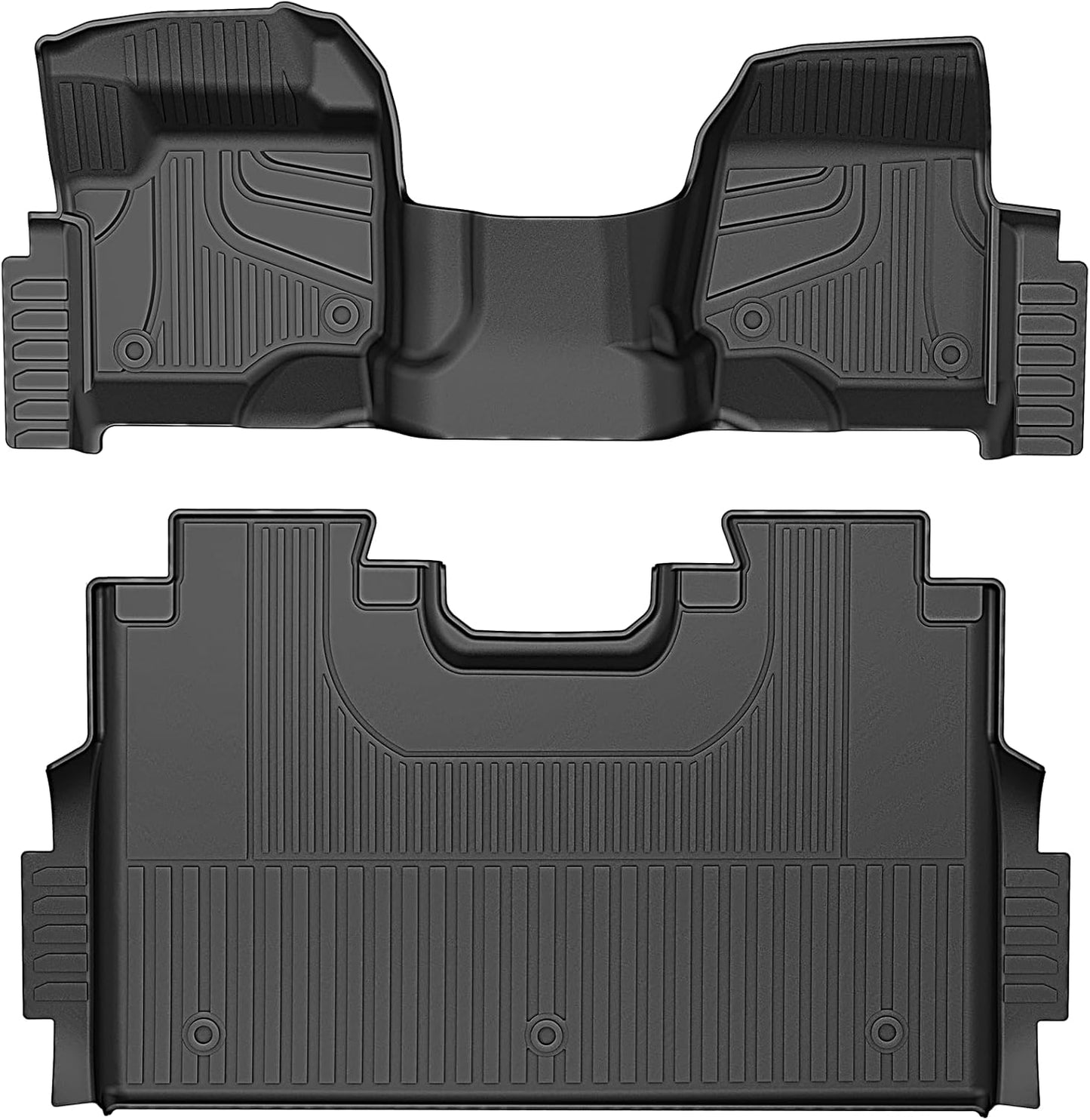 Floor Mats Fit for Ford F250 F350 F450 2017-2025 2026 Super Duty Crew Cab Front Bench Seat | Rear w/o Under-seat fold-Flat Storage Carpet Floor Super Duty All Weather Protector TPE Car Floor Liner