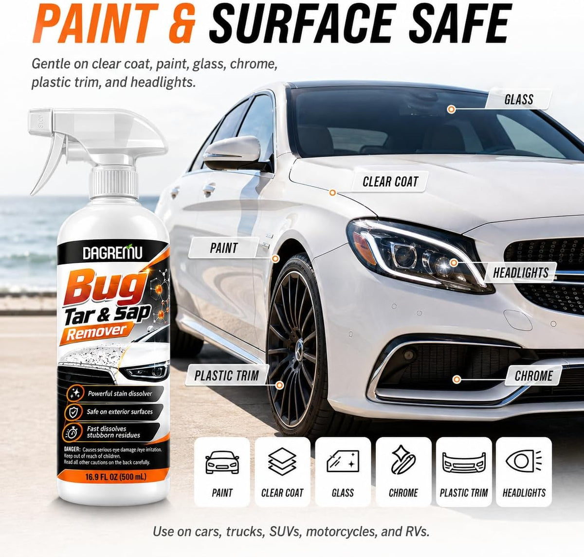 Bug and Tar Remover – Heavy Duty Enzyme Cleaner to Wipe Away Stubborn Bugs