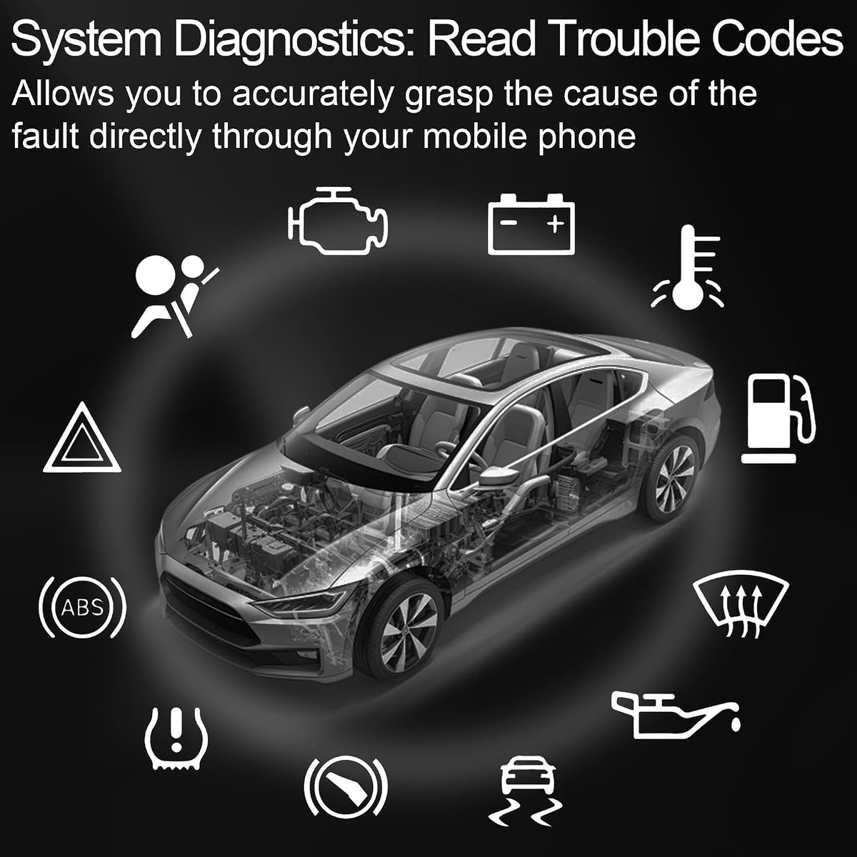 OBD2 Scanner Bluetooth Car Code Reader for Dual-OS 2PCS Blue