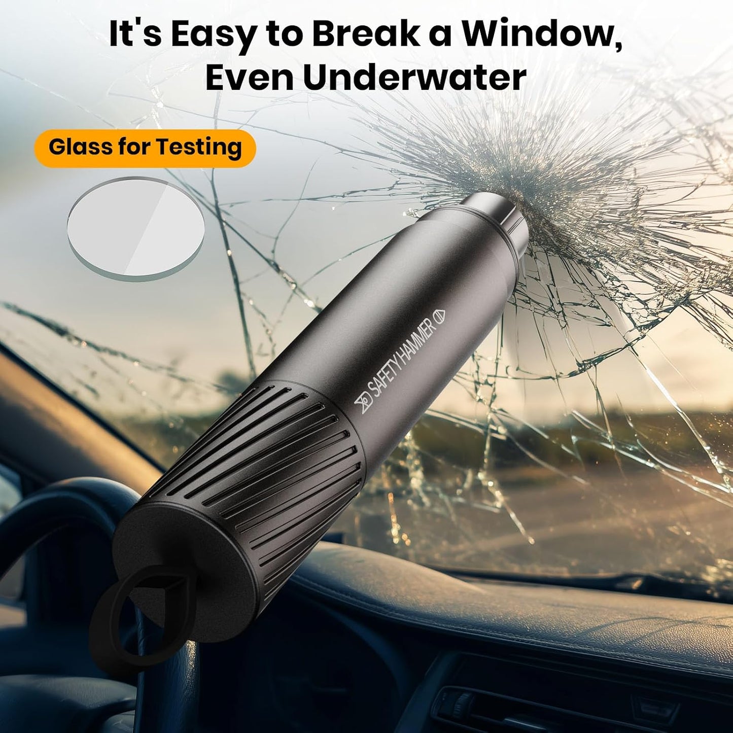 Window Breaker and Seatbelt Cutter - Car Escape & Emergency Preparedness Tool, Essential 2-in-1 Car Safety Hammer and Glass Breaker for Home Safety, Car Accessories for Men and Women(3 Pack)