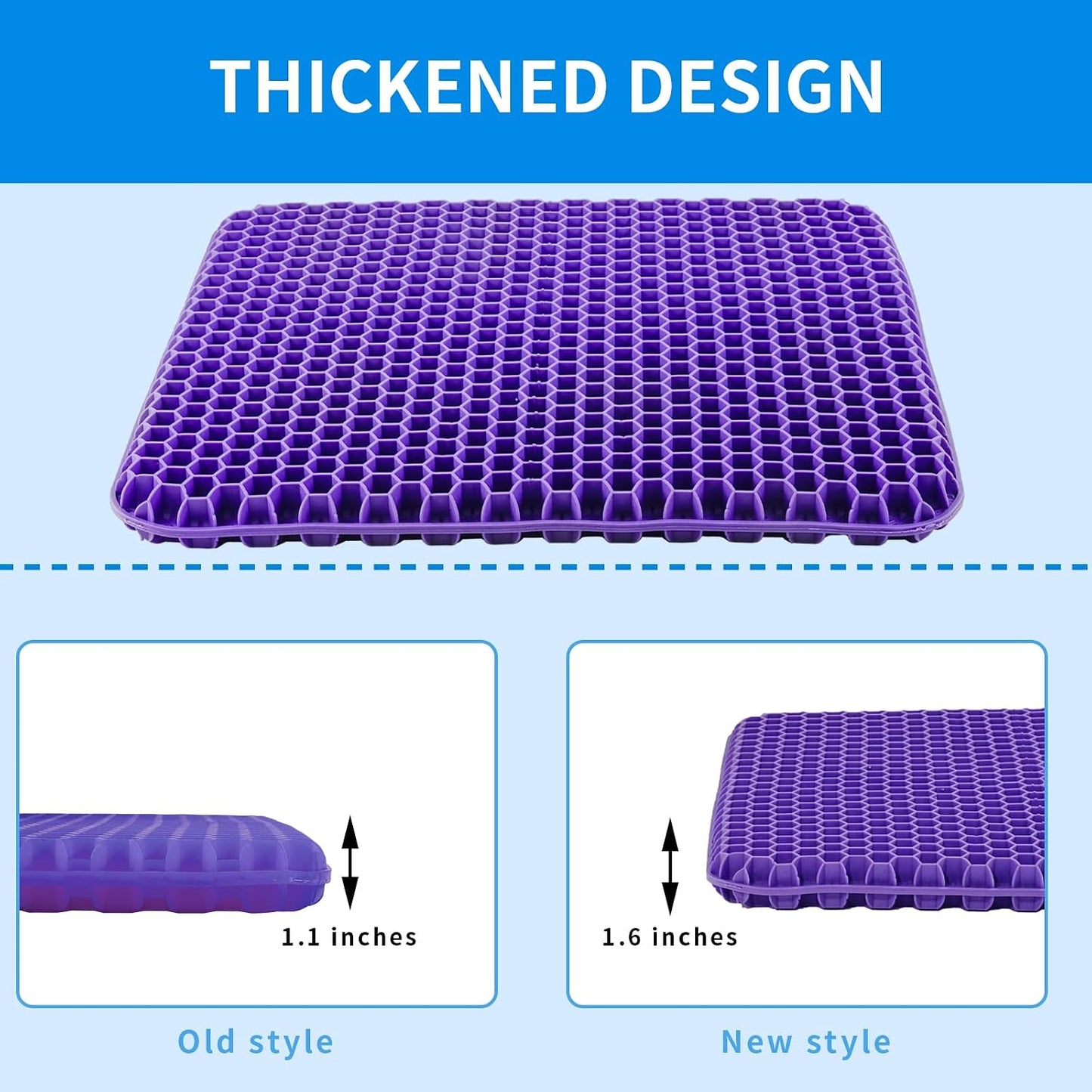 Gel Seat Cushion, Cooling Honeycomb Cushion for Long Sitting, Tailbone & Coccyx Pain Relief, Ergonomic Office Chair Pad, Breathable for Car Seat & Wheelchair(Light Purple)