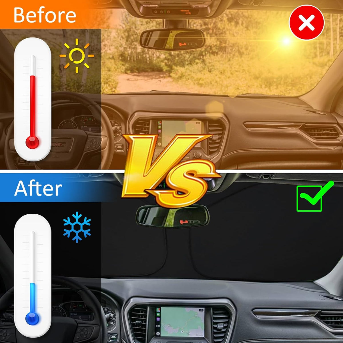 D-Lumina Front Winshield Sun Shade Protector for 2017-2023 GMC Acadia