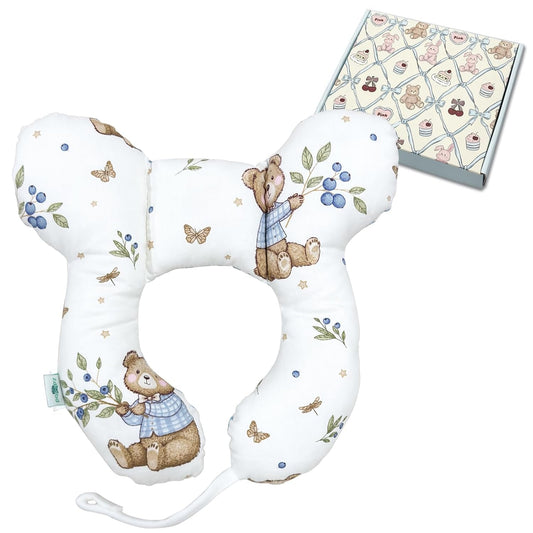 Baby Neck Pillow, U-Shape Pillow for Car Seat and Stroller, Lightweight Comfort Pillow for Babies and Toddlers (Berry Bear)