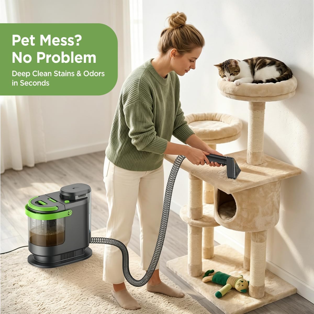 Portable Carpet Cleaner Machine, 18Kpa Powerful Suction Spot Cleaner for Pets, Professional Deep Cleaning Machine for Couch, Stairs, Car Interior & Seats, 600W Motor with Versatile Stain Tools