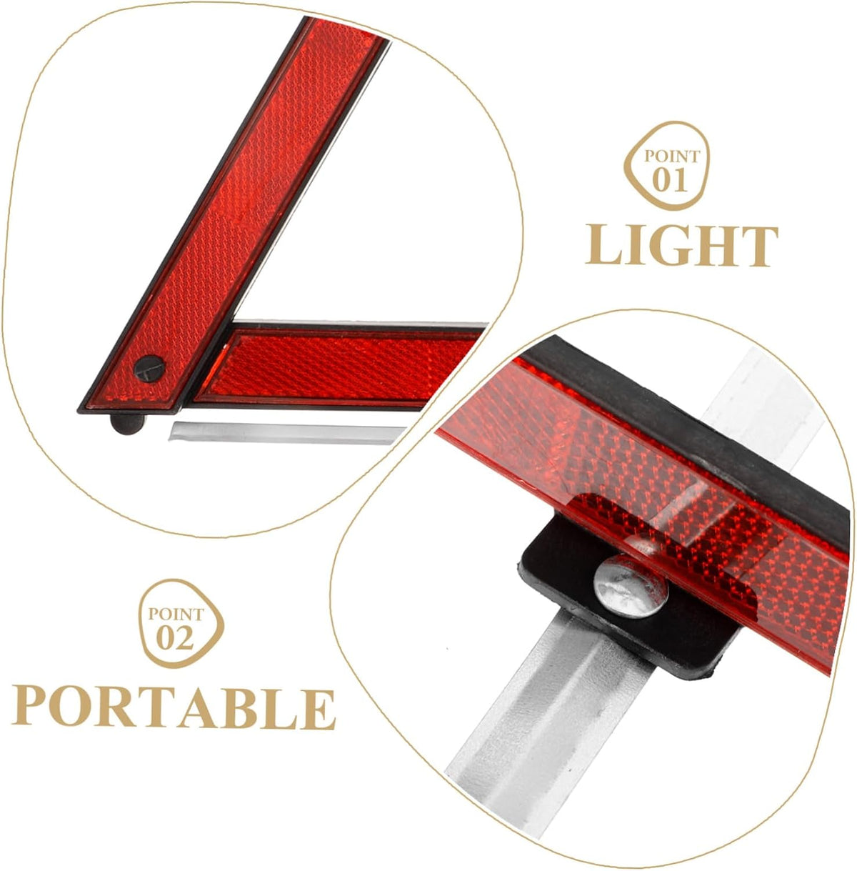 3pcs Reflective Triangle Frame Reflector for Car Emergency Road Parking